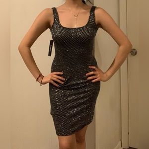 Black Glittery Bodycon Dress